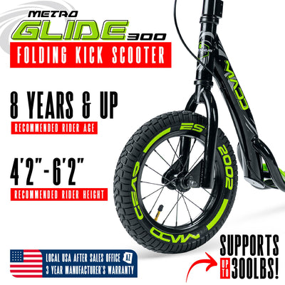 Madd Gear Bird Commuter Razor flashback Metro Glide 300 Scooter black green adults