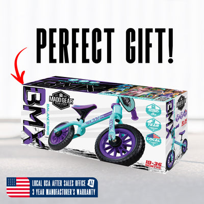 MGP Madd Gear Trainer Running BMX Balance Bike Kids Toddler Children Boys Girls Teal Purple Perfect Gift