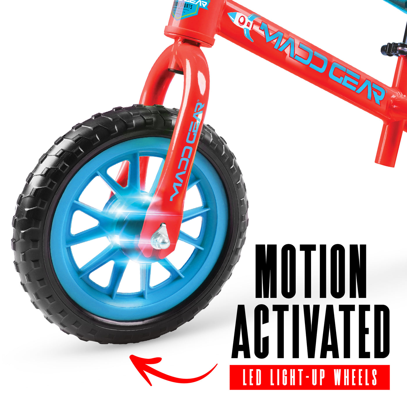 Madd Gear My 1st Zbike Trainer Balance Bike Strider Red Blue Orbit Rocket Boys Girls Kids Toddlers Children Motion Activated LED Light-Up Wheels