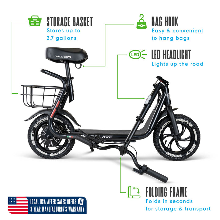 Madd Gear Pendolare Electric Folding Scooter - Black Olive