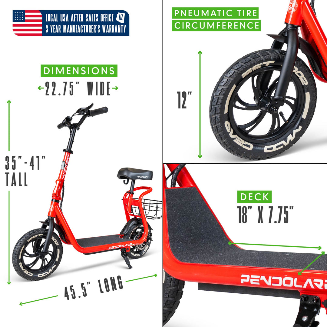 Electric Scooter with Seat & Basket – 18 Mile Range, 12