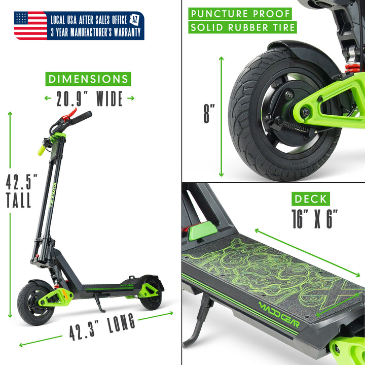 Madd Gear Terra-X Electric Folding Scooter - Black / Green
