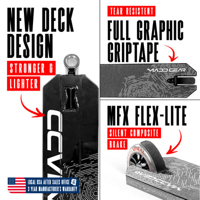 Viral Extreme Pro Scooter - Black Shadow, featuring a sturdy one-piece aluminum handlebar and 110mm alloy wheels, ideal for skatepark stunts and tricks.