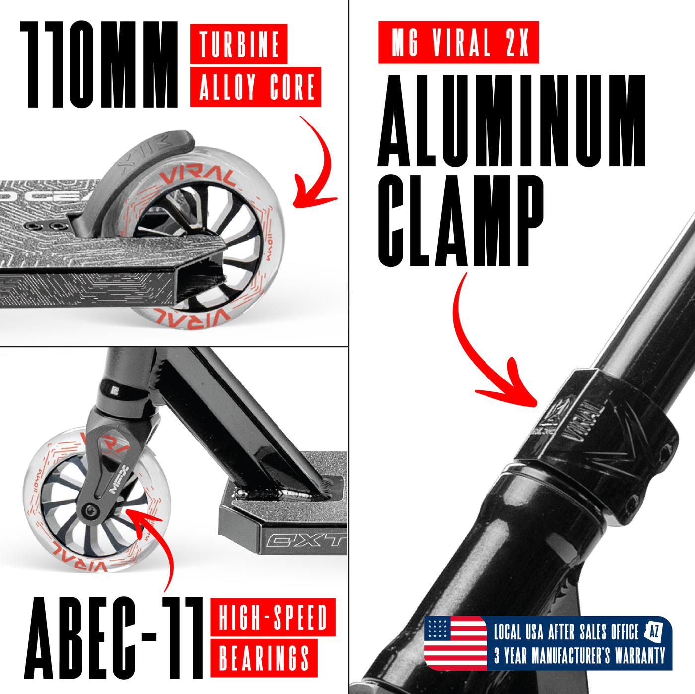 Viral Extreme Pro Scooter - Black Shadow, features a sleek design with a durable aluminum deck and strong aluminum handlebar, ideal for skatepark stunts.