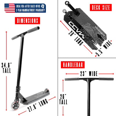 Viral Extreme Pro Scooter - Black Shadow with a long handlebar, sturdy aluminum deck, and smooth 110mm wheels, ideal for skatepark stunts.