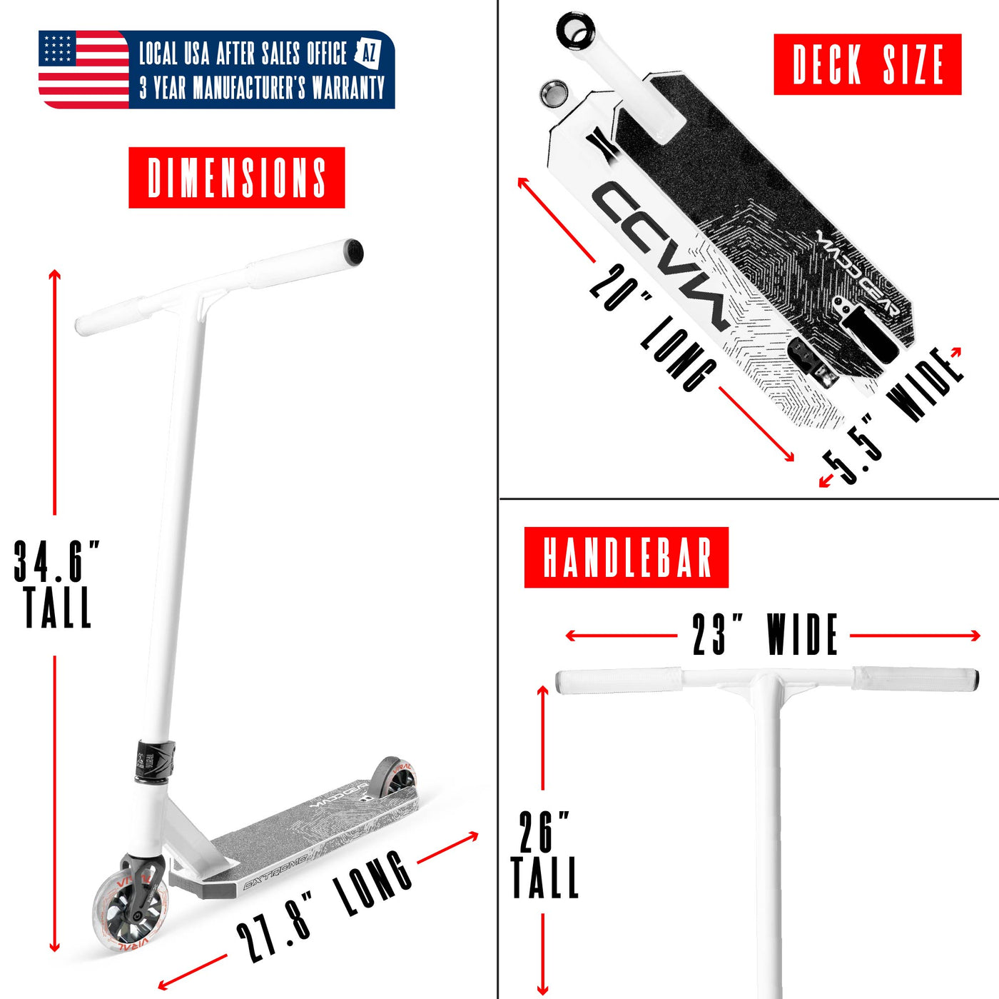 Viral Extreme Pro Scooter - Bright White with a long handlebar, sturdy aluminum deck, and smooth 110mm wheels, ideal for skatepark stunts.