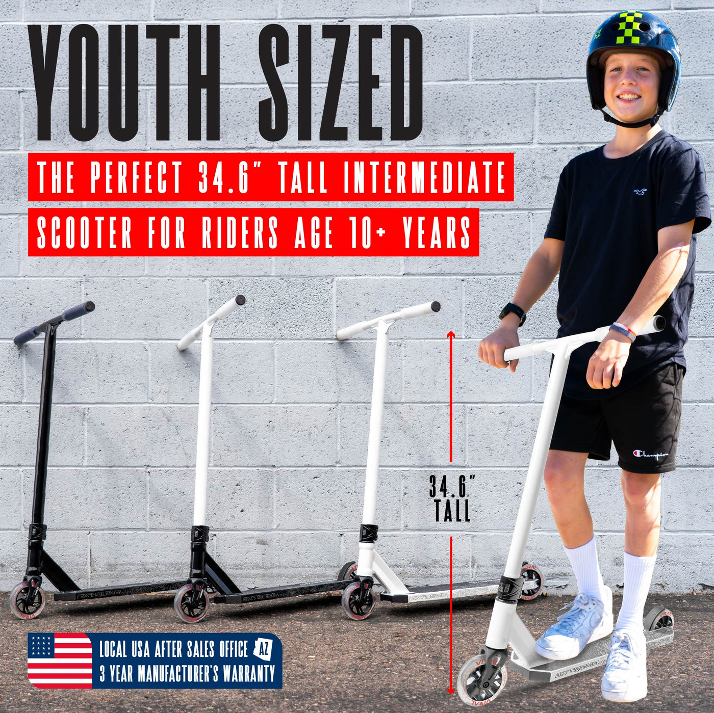 Viral Extreme Pro Scooter - Bright White, featuring a sturdy handlebar, a smooth wheel, and durable design for stunt riding at skateparks.