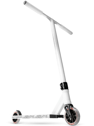 Viral Extreme Pro Scooter - Bright White with a handlebar, sturdy wheels, and durable aluminum deck, ideal for skatepark stunts and tricks.