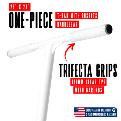 Viral Extreme Pro Scooter - Yin Yang White Black; features a durable aluminum deck, aluminum handlebar, and 110mm wheels, ideal for skatepark stunts and tricks.