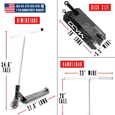 Viral Extreme Pro Scooter - Yin Yang White Black with a long handlebar, sturdy aluminum deck, and smooth 110mm wheels, ideal for skatepark stunts.