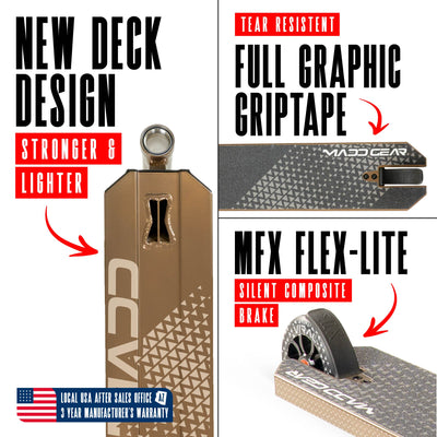 Viral Kaos Pro Scooter - Ash, featuring a sturdy one-piece aluminum handlebar and 110mm alloy wheels, ideal for skatepark stunts and tricks.