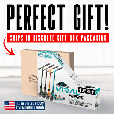 Viral Kaos Pro Scooter - Ash, featuring a sturdy handlebar and smooth wheels, ideal for skatepark stunts and trick riding.