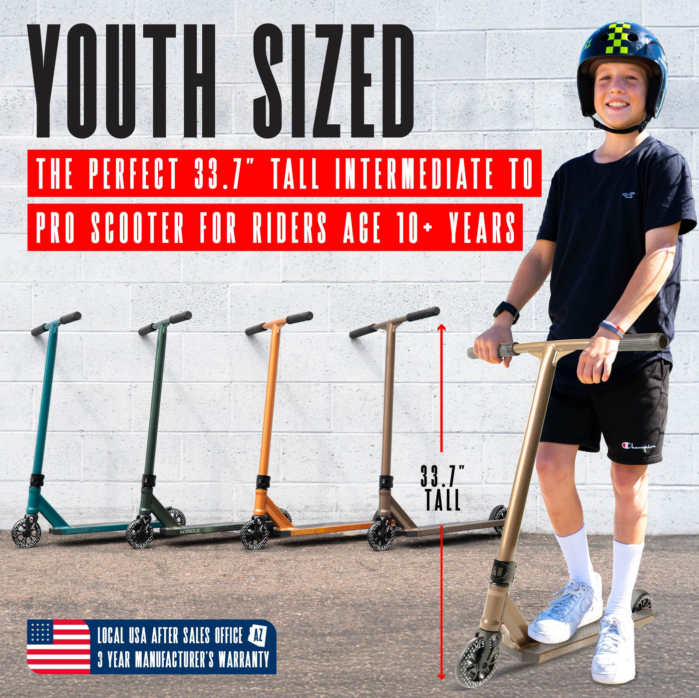 Viral Kaos Pro Scooter - Ash, featuring a sturdy handlebar, a smooth wheel, and durable design for stunt riding at skateparks.