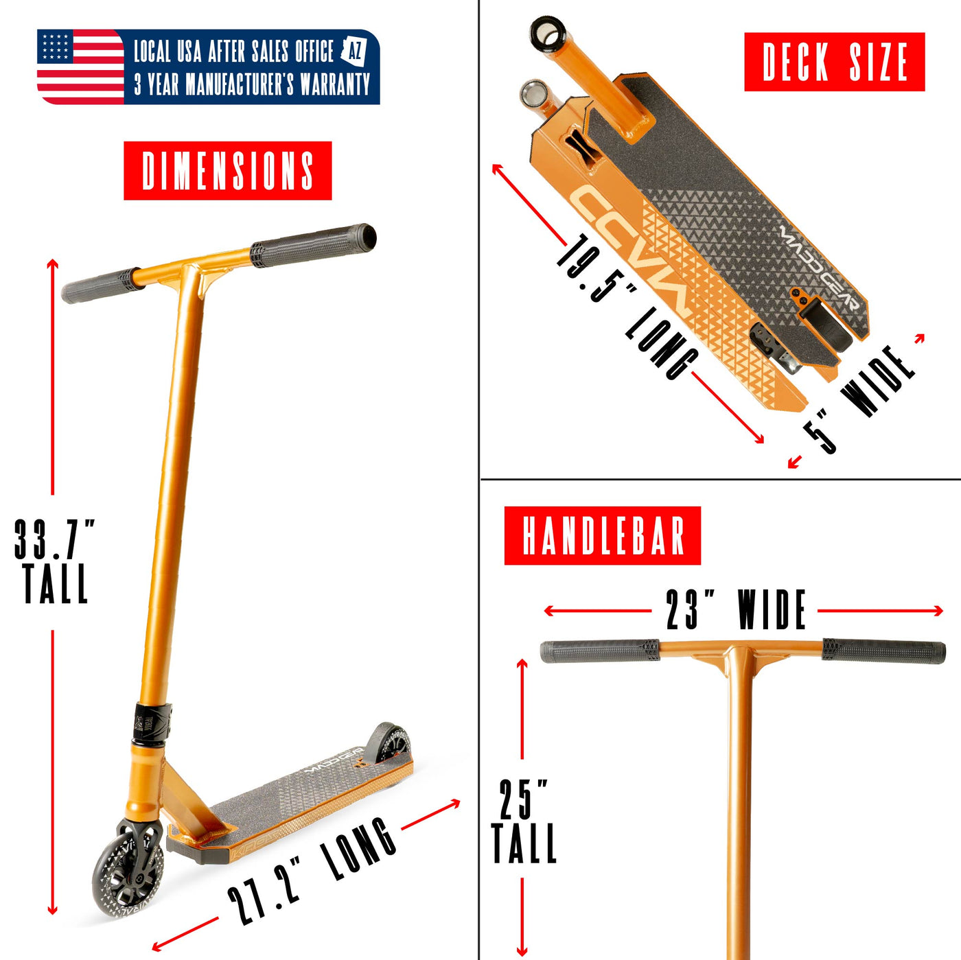 Viral Kaos Pro Scooter - Copper with a long handlebar, sturdy aluminum deck, and smooth 110mm wheels, ideal for skatepark stunts.