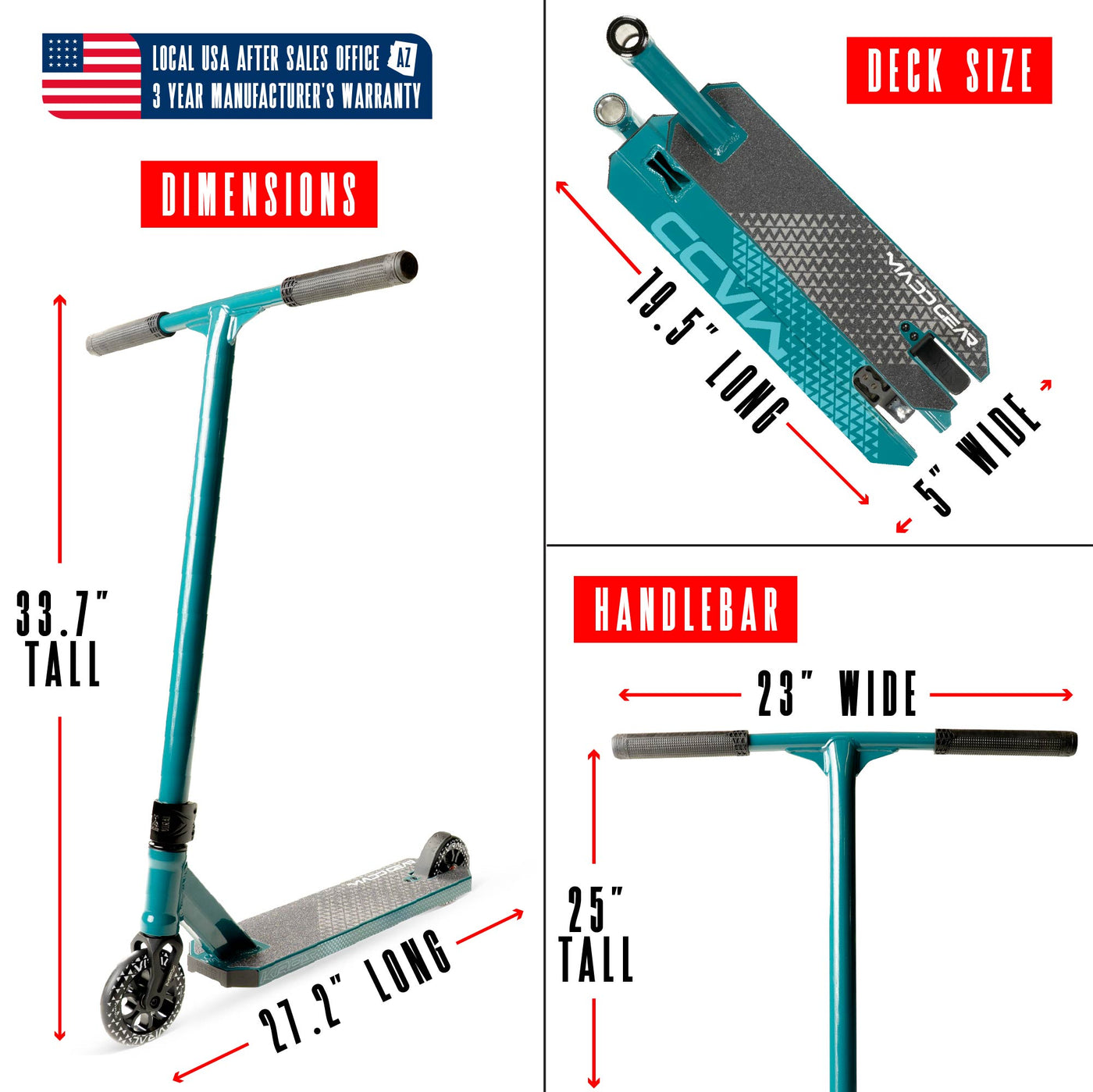 Viral Kaos Pro Scooter - Denim Teal with a long handlebar, sturdy aluminum deck, and smooth 110mm wheels, ideal for skatepark stunts.