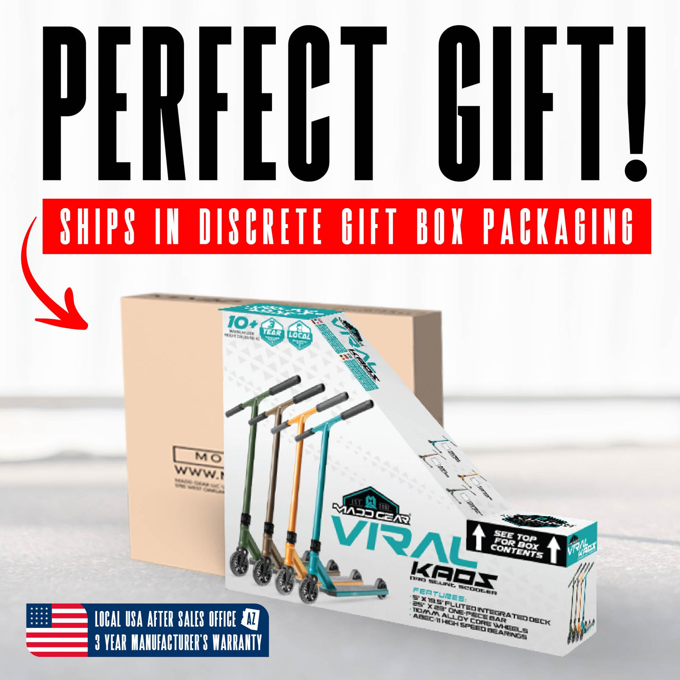 Viral Kaos Pro Scooter - Denim Teal, featuring a sturdy handlebar and smooth wheels, ideal for skatepark stunts and trick riding.