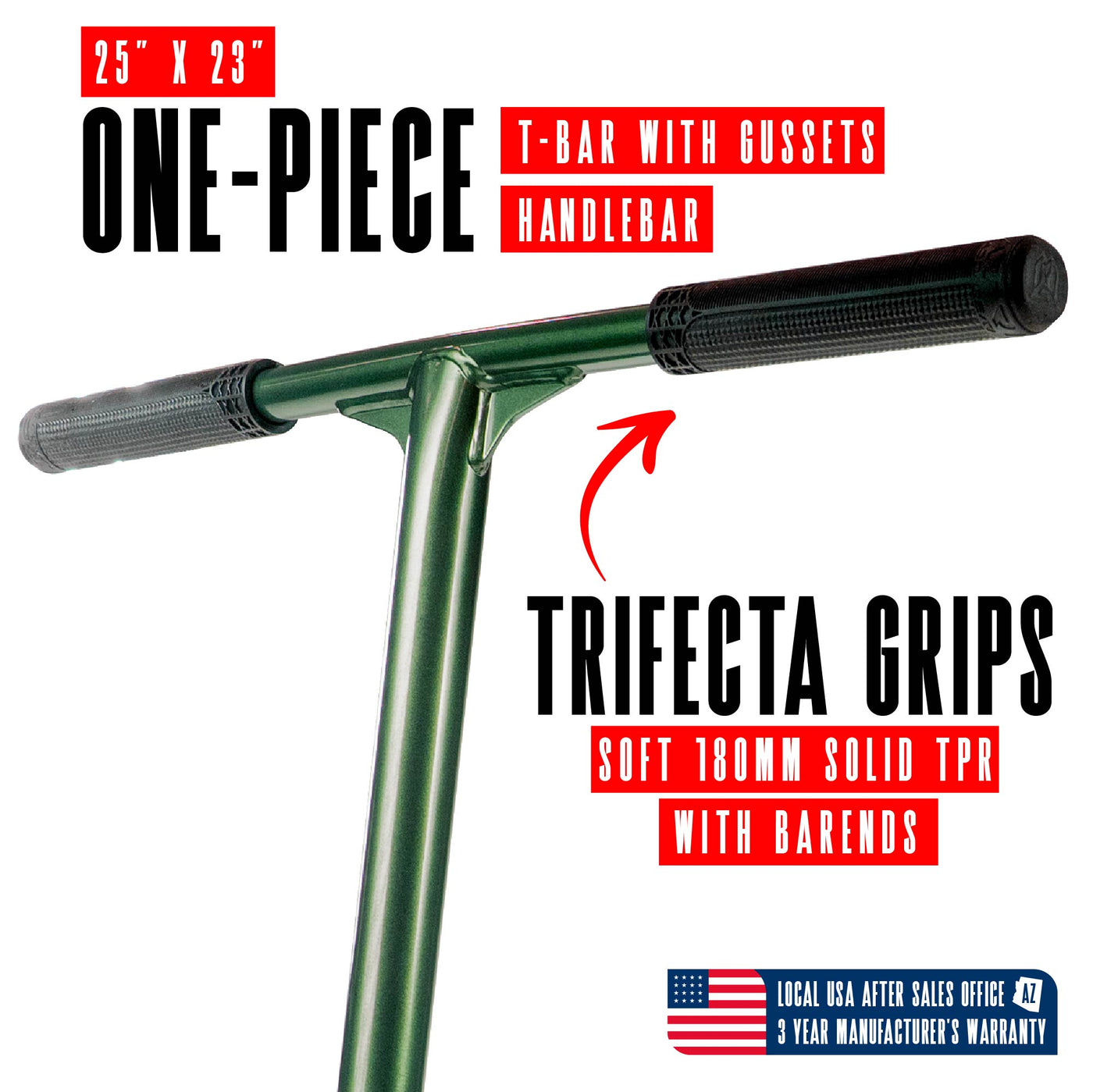 Viral Kaos Pro Scooter - Forest Green; features a durable aluminum deck, aluminum handlebar, and 110mm wheels, ideal for skatepark stunts and tricks.