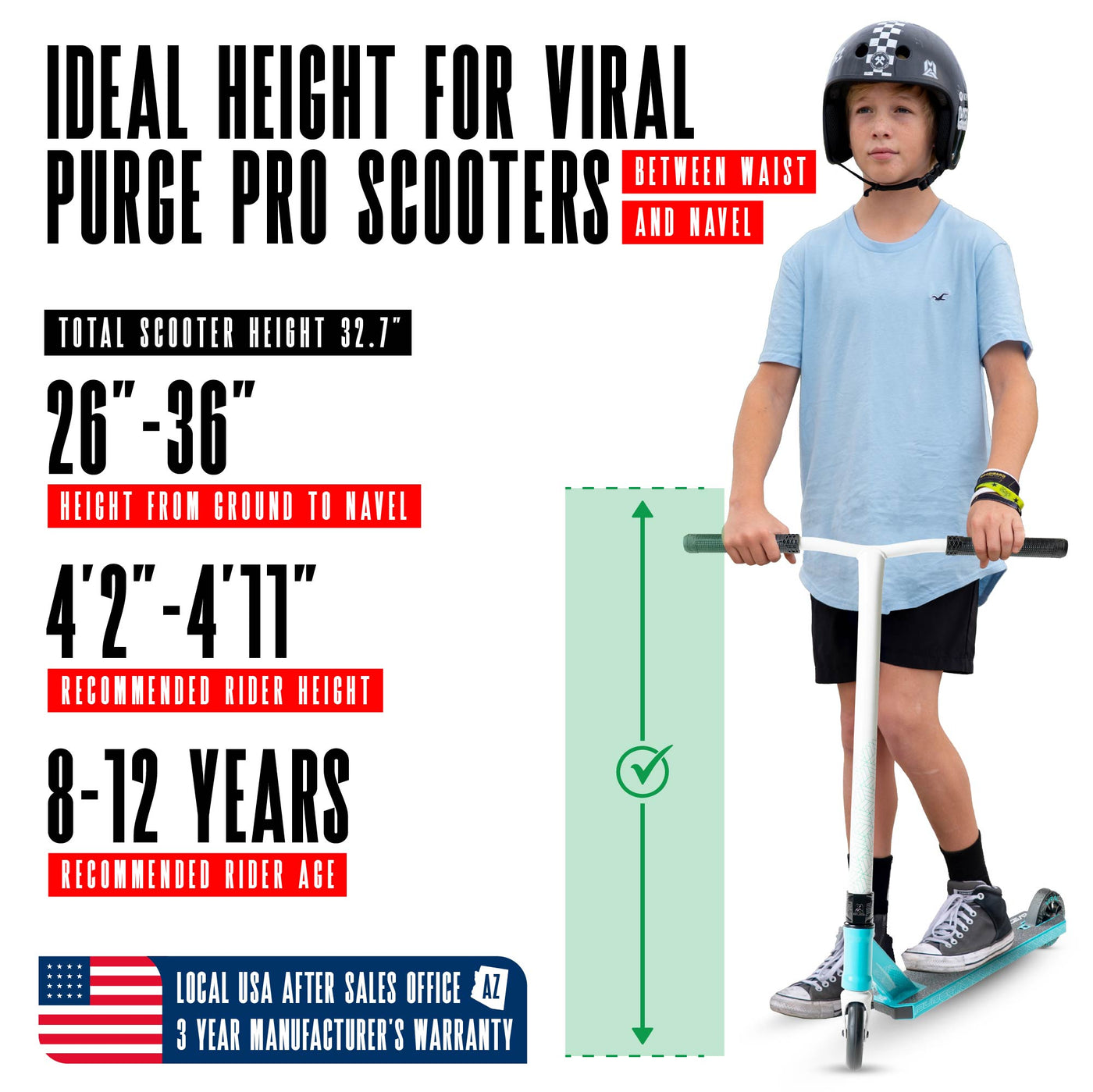 Viral Purge Pro Scooter - Aqua White Teal with sturdy handlebars and durable wheels, designed for stunt riding at skateparks. Ideal for young riders honing their skills.