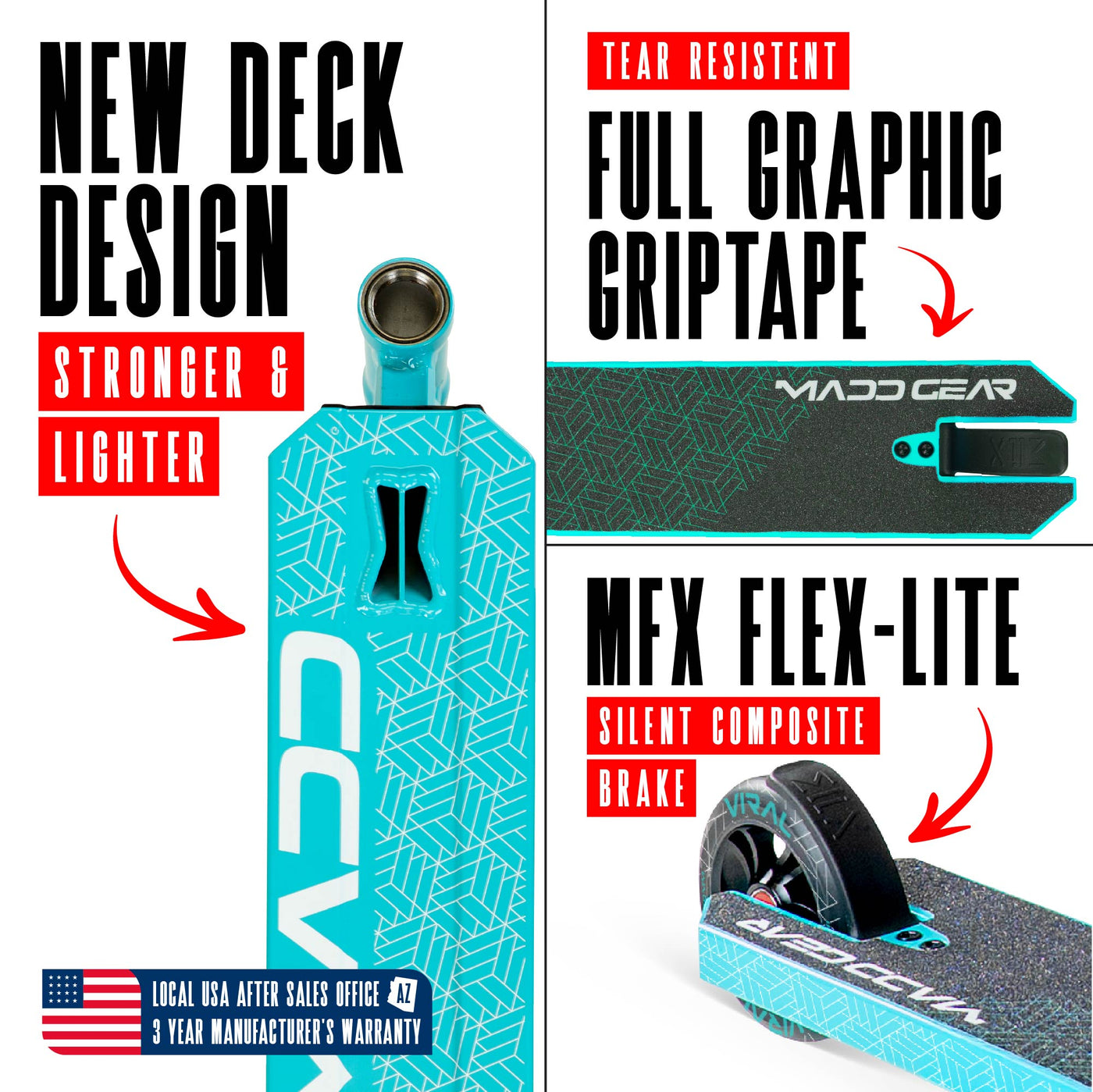 Viral Purge Pro Scooter - Aqua White Teal, featuring a sturdy one-piece aluminum handlebar and 110mm alloy wheels, ideal for skatepark stunts and tricks.