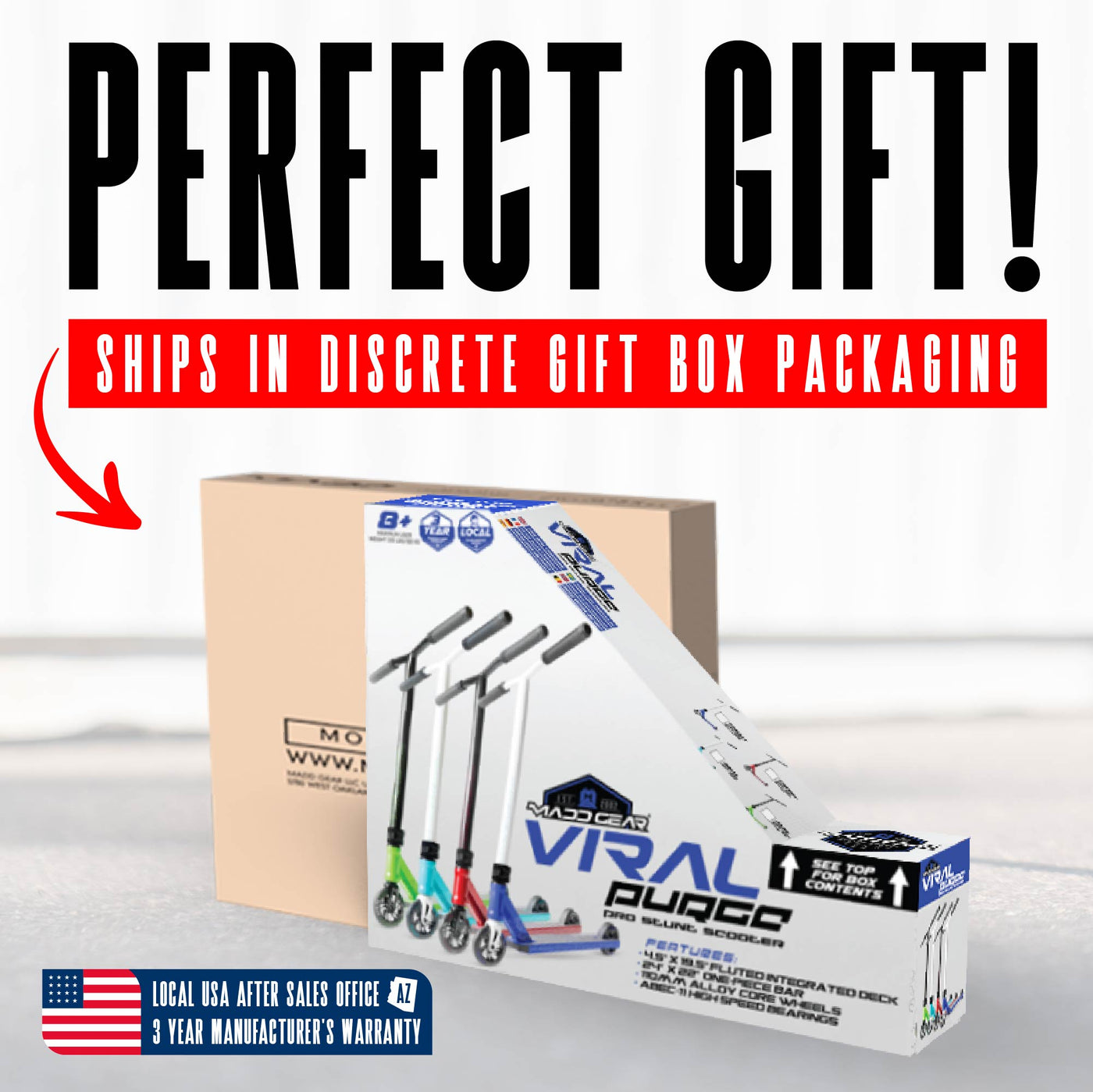 Viral Purge Pro Scooter - Cobalt White Blue, featuring a sturdy handlebar and smooth wheels, ideal for skatepark stunts and trick riding.