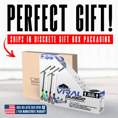 Viral Purge Pro Scooter - Cobalt White Blue, featuring a sturdy handlebar and smooth wheels, ideal for skatepark stunts and trick riding.