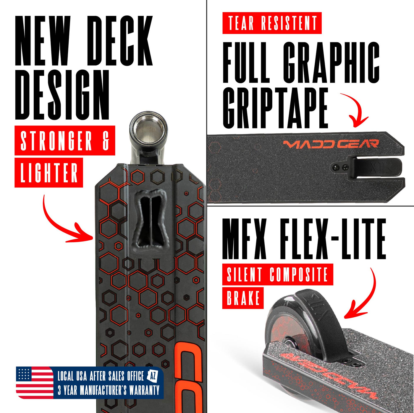 Viral Rave Pro Scooter - Inferno Black Red, featuring a sturdy one-piece aluminum handlebar and 110mm holographic wheels, ideal for skatepark stunts and tricks.