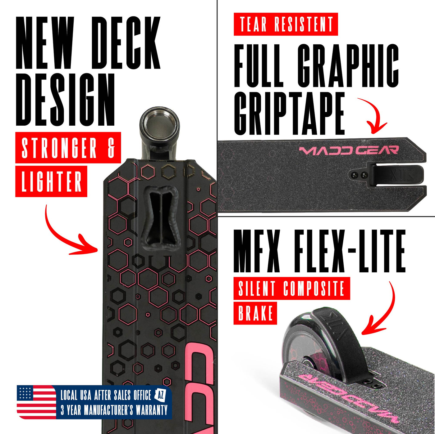 Viral Rave Pro Scooter - Melon Black Pink, featuring a sturdy one-piece aluminum handlebar and 110mm holographic wheels, ideal for skatepark stunts and tricks.