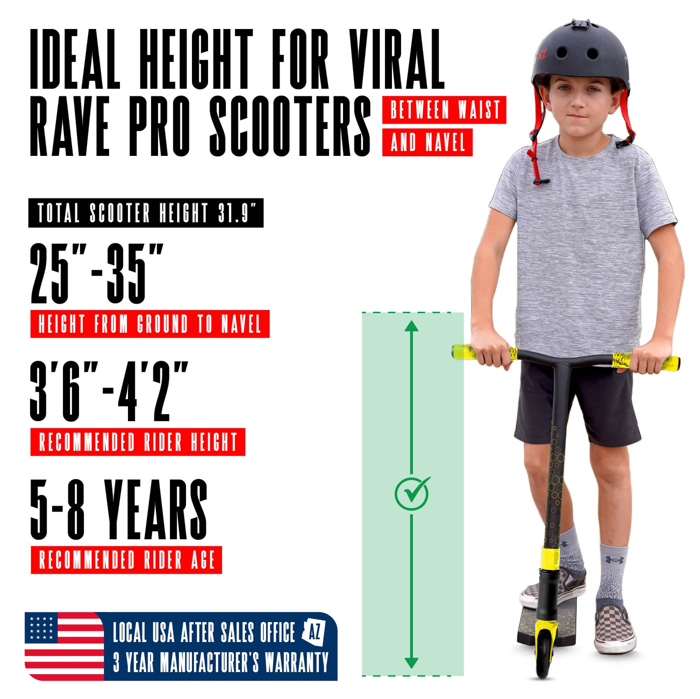 Viral Rave Pro Scooter - Neon Black Yellow with sturdy handlebars and durable wheels, designed for stunt riding at skateparks. Ideal for young riders honing their skills.
