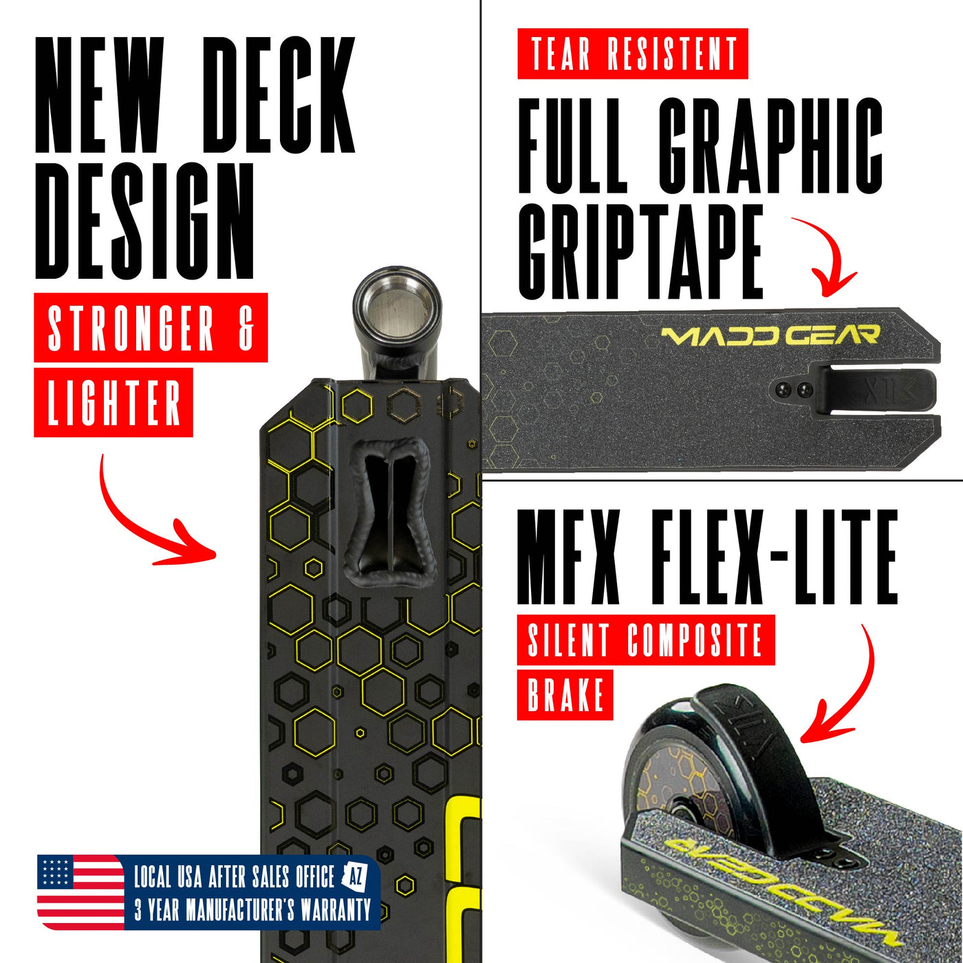 Viral Rave Pro Scooter - Neon Black Yellow, featuring a sturdy one-piece aluminum handlebar and 110mm holographic wheels, ideal for skatepark stunts and tricks.