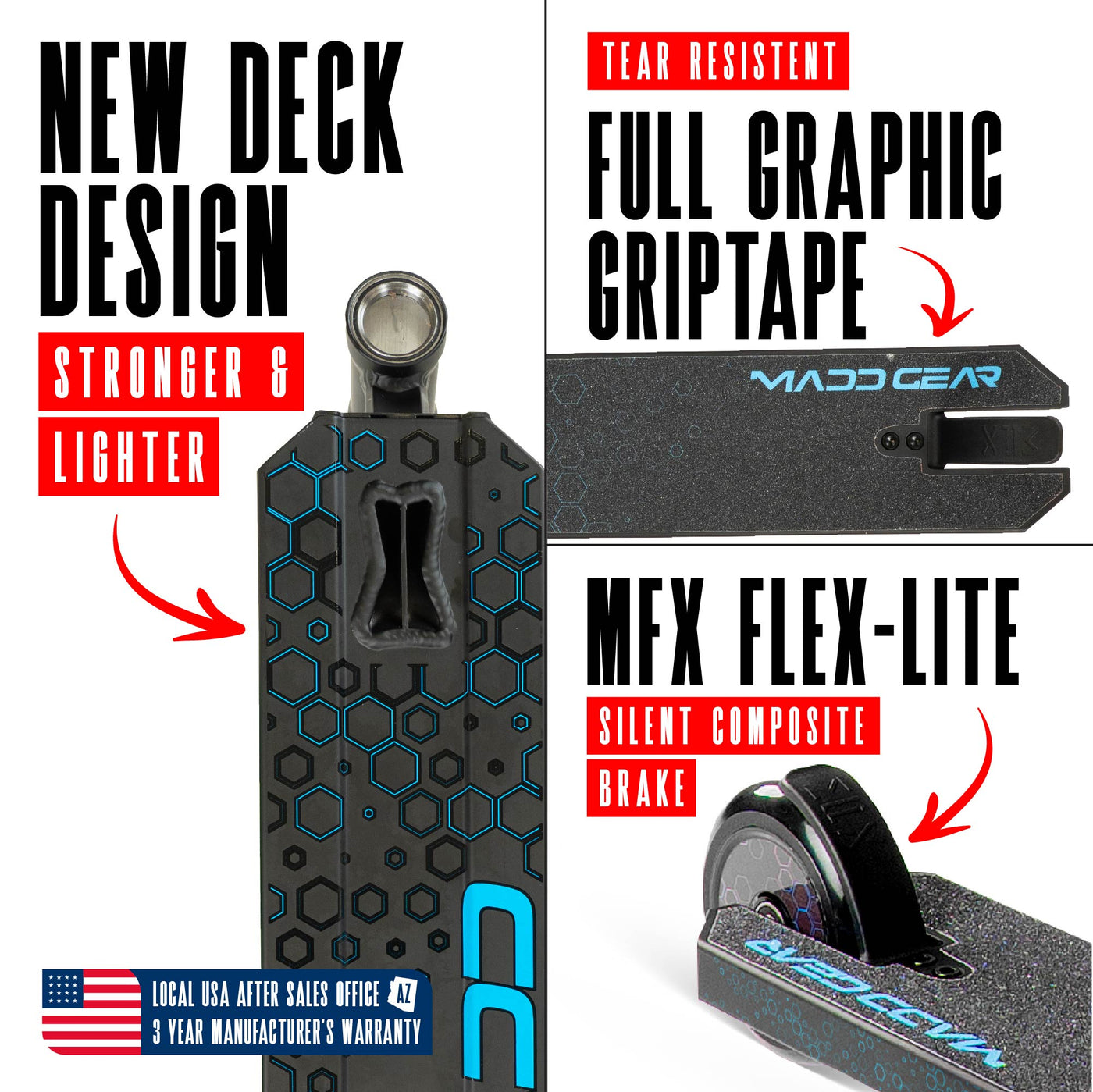 Viral Rave Pro Scooter - Velocity Black Blue, featuring a sturdy one-piece aluminum handlebar and 110mm holographic wheels, ideal for skatepark stunts and tricks.