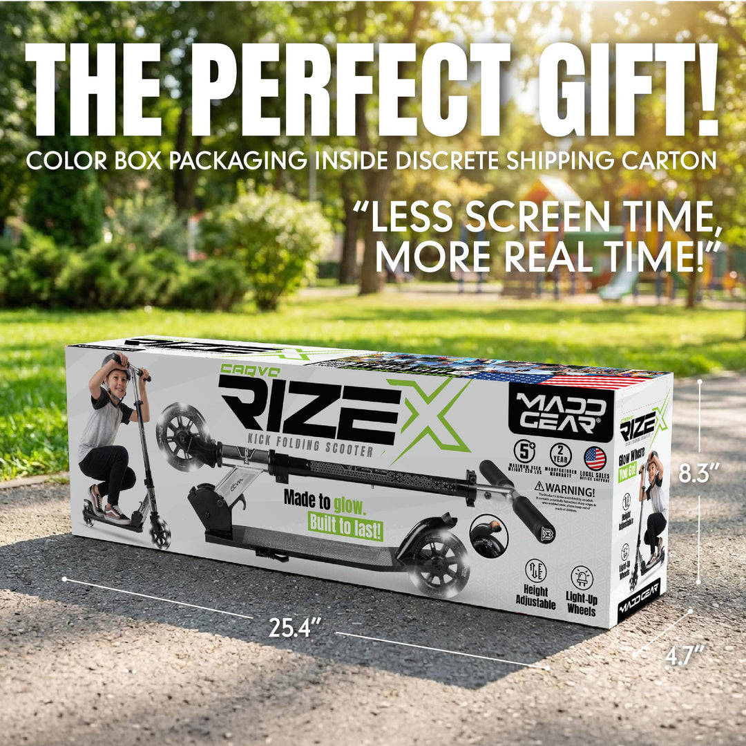 Madd Gear Carve Rize-X Light-Up Folding Scooter - Chrome