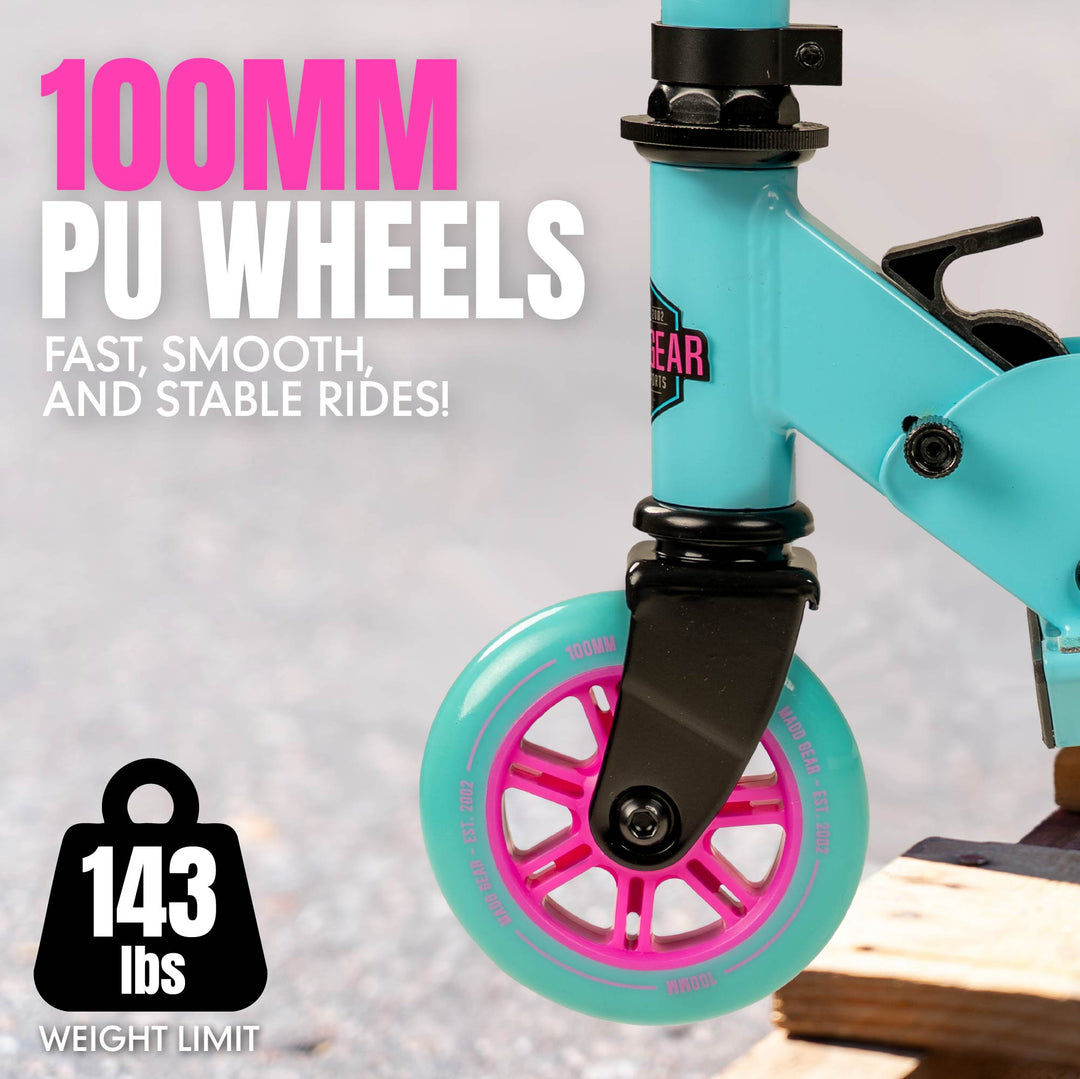 Madd Gear Carve 100 Folding Kick Scooter - Pink Teal