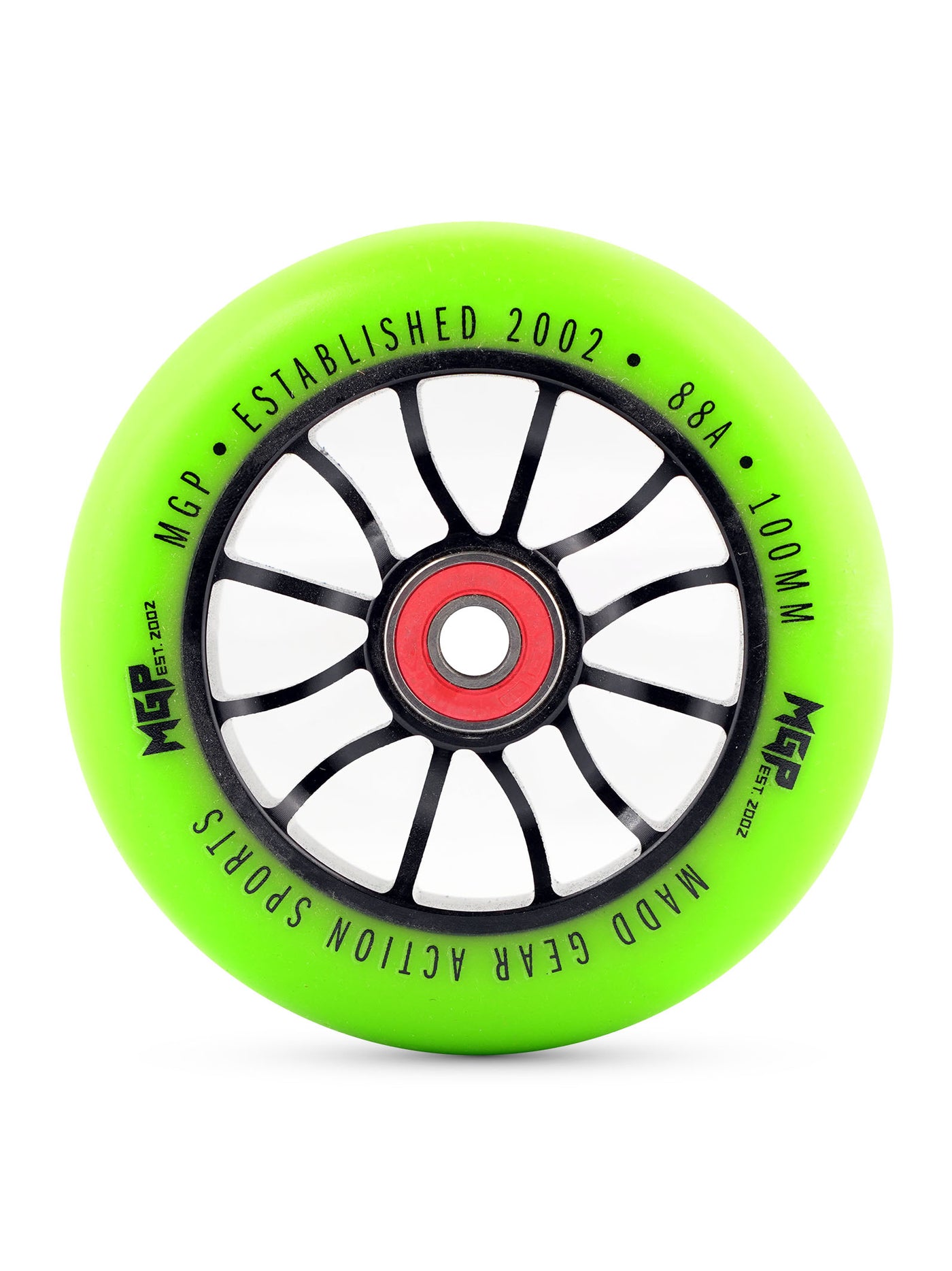 mfx madd gear mgp pro scooter wheel stunt trick alloy metal core replacement abec-9 green