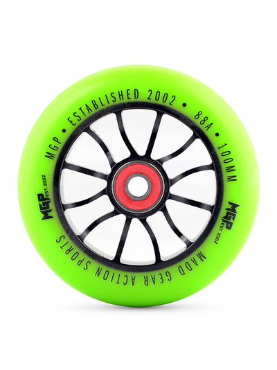 mfx madd gear mgp pro scooter wheel stunt trick alloy metal core replacement abec-9 green