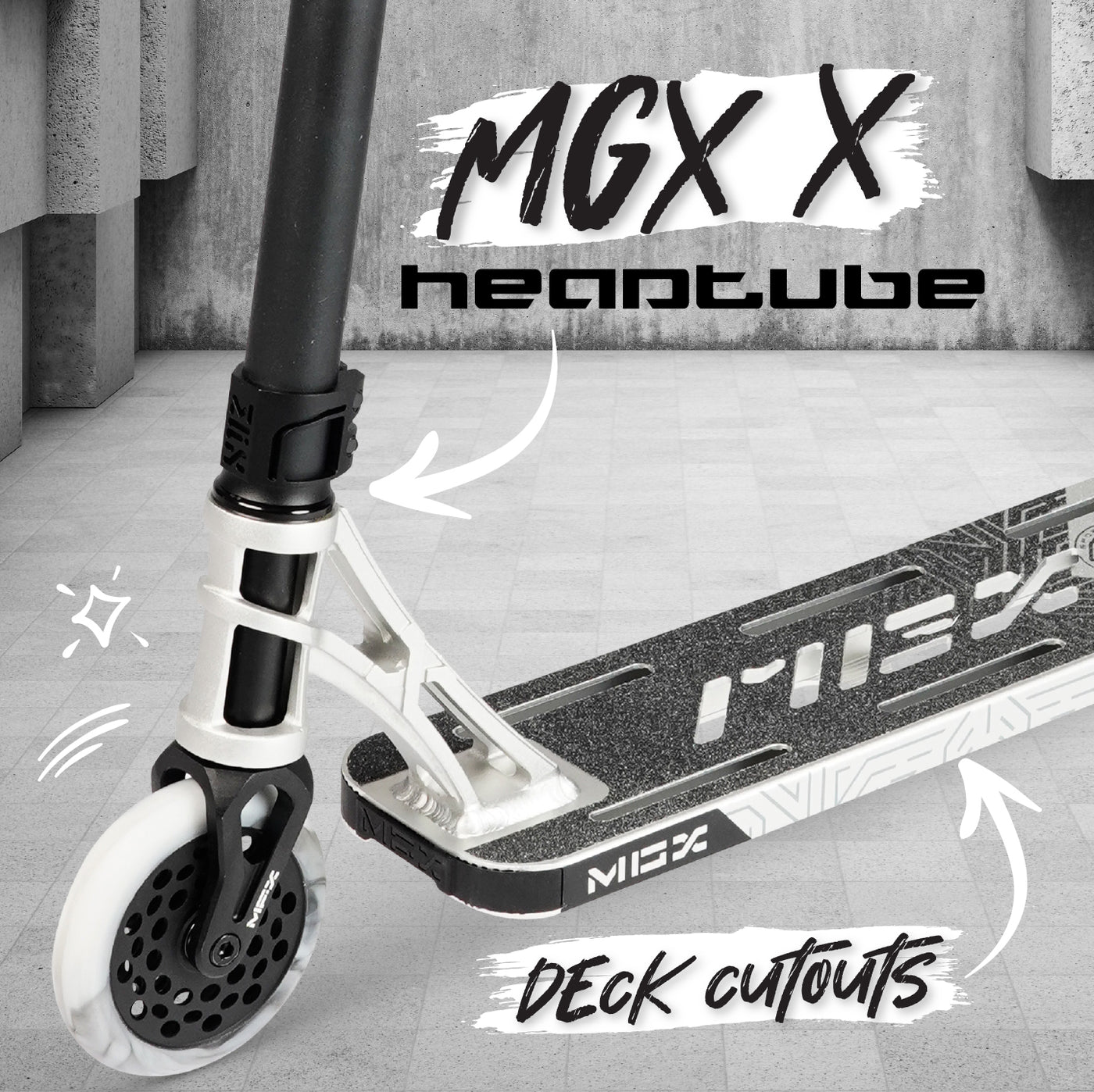 MGX Madd Mad Gear Pro Scooter Stunt Trick Freestyle Roman Dellapena skatepark complete light silver black