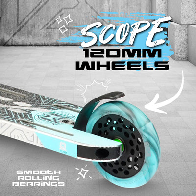 MGP MGX Extreme Pro Scooter Stunt Trick kids complete deck silver blue anodized hollow core aluminum