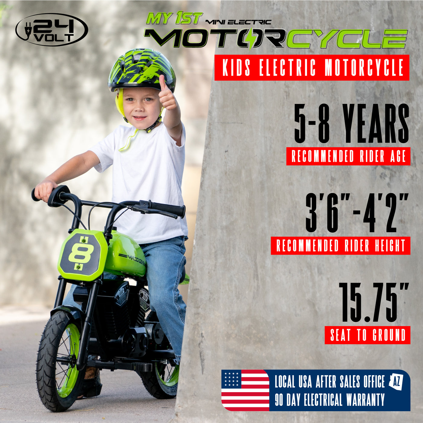 MG Madd Gear My 1st Mini Electric Motorcycle Bike Children Kids Boys Girls Razor Green Black