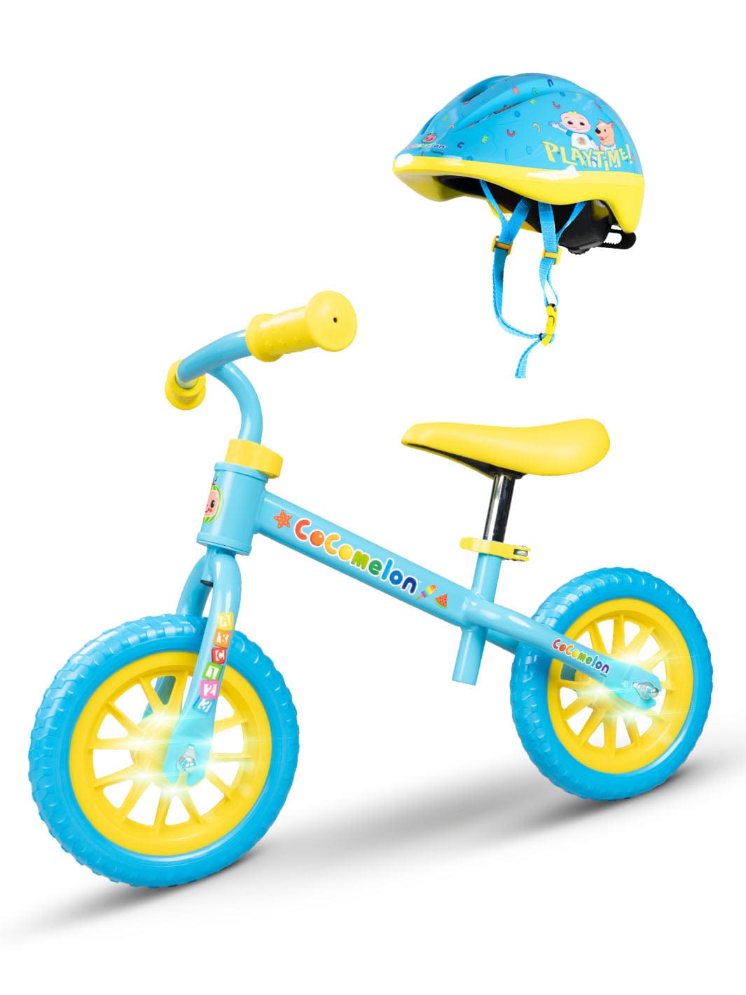 Cocomelon Beginner Balance Bike & Helmet - Blue