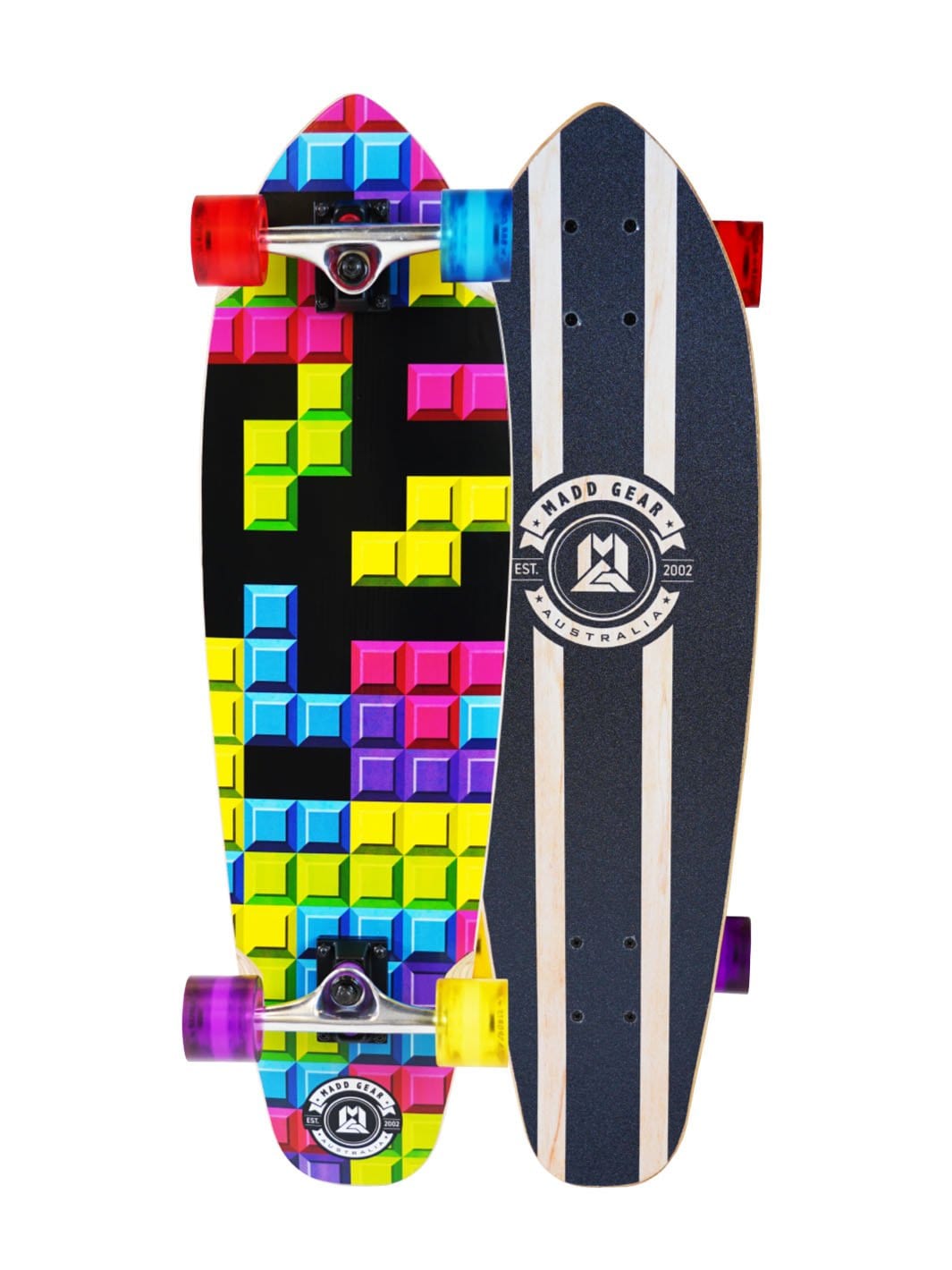 Madd Gear 32" Cruiser Board Skateboard Maple Kids Children's High Quality Aluminum Trucks Tetris