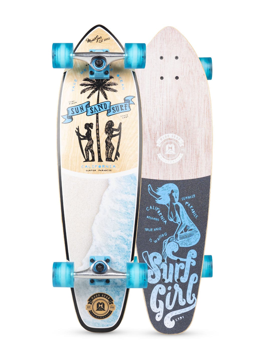 madd gear complete skateboard cruiser longboard 32" inch kids surf skate