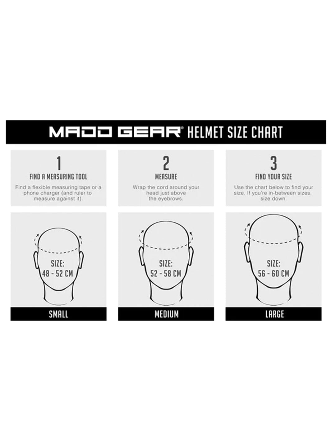 Madd Gear MGP Helmet Skate Skatepark Scooter Skateboard Size Chart