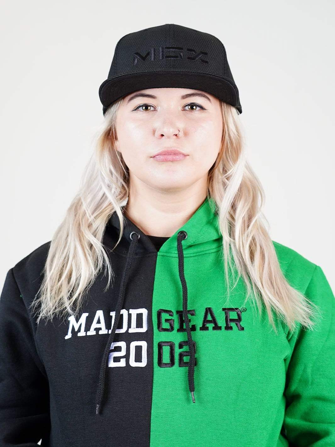 Madd Gear Hoodie Block Color Split Black Green